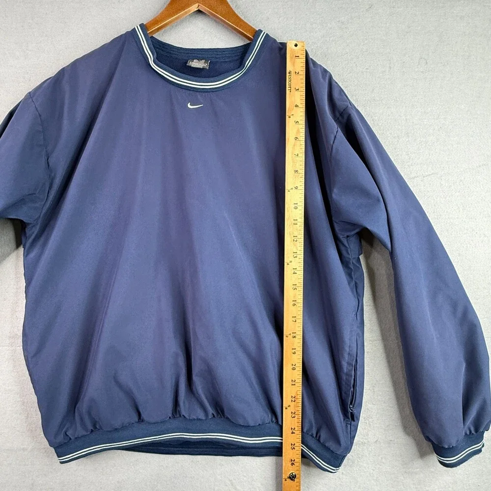 Vintage Nike Pullover Jacket Youth Large Blue Windbreaker Lined Center Swoosh